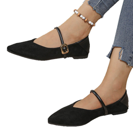 Large Size Flat Bottom Casual Suede Work Shoes Women