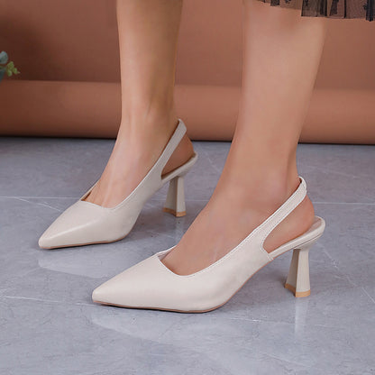 Foreign Trade Baotou Slingback Sandals Pointed High Heels Stiletto Low-cut Shoes